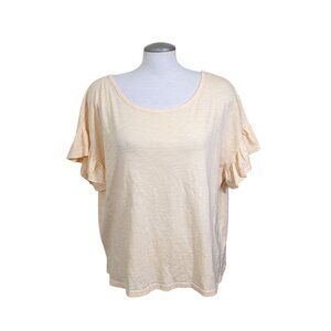 Jane Delancey Womens Top Size XL Peach Pastel Orange Ruffle Short Sleeve Cotton